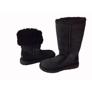 UGG Australia Womens Black Suede Mid-Calf Boots Size 8